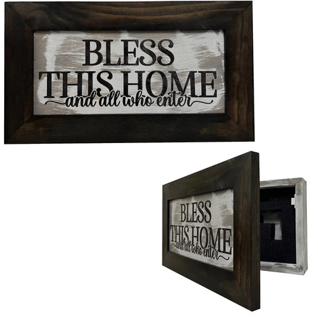 Bellewood Designs Bless This Home And All Who Enter Decorative Wall-Mounted Secure Hidden Gun Cabinet Bellewood Designs
