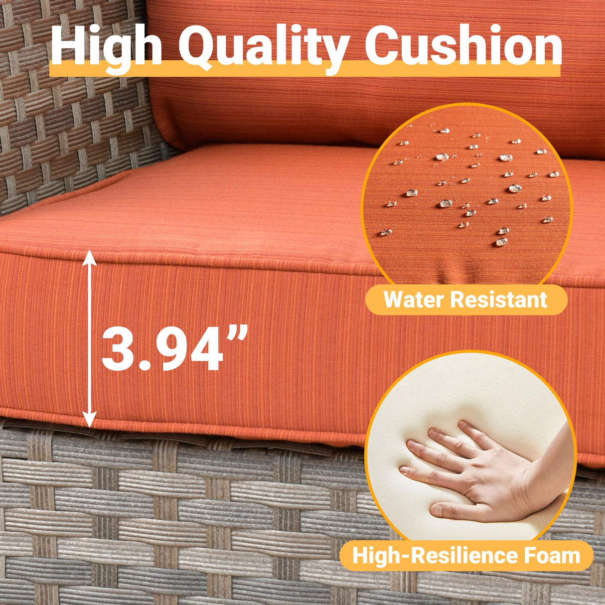 CAODOC 13 Pieces Outdoor Patio Furniture Set Wicker Sectional Sofa with Rocking Chair Tea Table Patio Rattan Conversation Set CAODOC