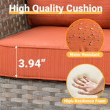 CAODOC 13 Pieces Outdoor Patio Furniture Set Wicker Sectional Sofa with Rocking Chair Tea Table Patio Rattan Conversation Set CAODOC