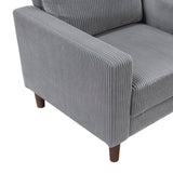 Lexicon Modern Sofa, Corduroy Fabric Upholstered Living Room Sofa, Couch with Brown Legs, Track Arms, Comfy Couch for Living Room/Bedroom/Apartment, 3-Seater, Gray Lexicon