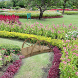 Outsunny 3.3ft Wooden Garden Bridge Arc Footbridge with Half-Wheel Style Railings & Solid Fir Construction, Stained Wood Outsunny