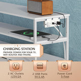 WLIVE Led Dresser for Bedroom, White Dresser TV Stand for Bedroom with LED Lights and Power Outlet, Wide Chest of Drawers with Open Shelves for Entryway, 6 Fabric Drawers and Wood Top for Living Room WLIVE