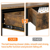 Topeakmart Console Table with Charging Station, 40" Narrow Entryway Table with 2 Power Outlets and 2 USB Ports, Sofa Hallway Table with Drawer, Behind Couch, for Living Room Rustic Brown Topeakmart