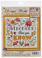 Design Works Crafts, 10" x 10" Counted Cross Stitch Kit, Stronger, White DesignWorks Ink