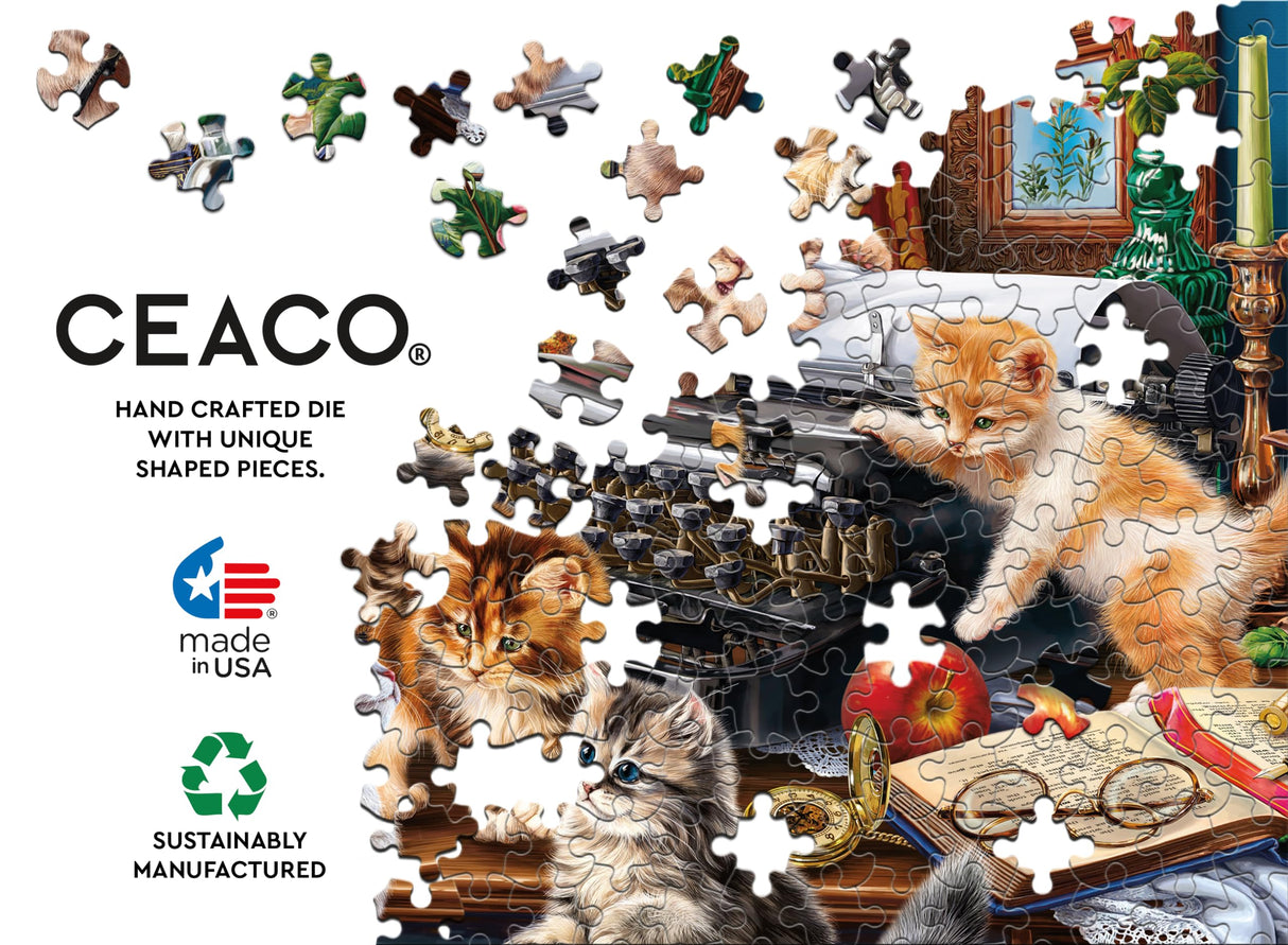 Ceaco - Paws Gone Wild - The Writer's Cats - 550 Piece Jigsaw Puzzle Ceaco