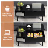 Finnhomy Lift Top Coffee Table with USB Type-C Charging Station, LED Lights and Power Outlet, 3-in-1 Multifunctional Table with Hidden Compartment and Large Storage, for Living Room Home Office, Black Finnhomy