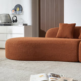 BAMOOLI 119'' Curved Sofa Couch, Mid Century Modern Half Moon Living Room Sofa, Luxury 4-Seat Sofa Couch with High-Density Foam Filled, Sherpa Lamb Fabric Sectional Sofa for Apartment, Office, Orange BAMOOLI