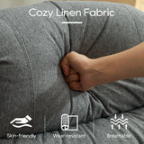 DRMBOOK RV Loveseat Recliner Sofa with Console, Linen Fabric Double Wall Hugger Reclining Couch Manual Home Movie Seating 2 Person Recliner Chair with Cup Holders/Storage/Pocket/Lumbar Pillow, Grey DRMBOOK