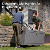 EAST OAK Outdoor Storage Box, 90 Gallon Deck Box, Waterproof Resin Storage Bin for Patio Cushions, Gardening Tools, Outdoor Toys, Lockable, UV Resistant, Grey EAST OAK
