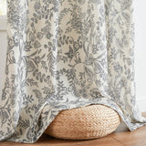 jinchan Floral Linen Blend Curtains for Living Room Black French Country Farmhouse 84 Inch Long Light Filtering Semi Sheer Kitchen Window Back Tab Curtains 2 Panels jinchan