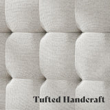 AMERLIFE King Size Solid Wood Bed Frame with Tall Tufted Headboard, Mid-Century Style, No Box Spring Required, Easy Assembly, Ash Gray AMERLIFE