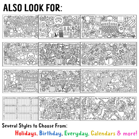 Tiny Expressions Unicorn Coloring Poster for Kids - Rolled, No Creases 30" x 72" Large Coloring Tablecoth for Unicorn-Themed Birthday Parties - Magical Party Decorations for Girls Tiny Expressions