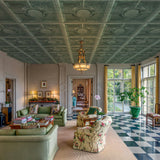 STICKGOO PVC Ceiling Tiles 24 x 24in, Antique Green Bronze Decorative Drop Ceiling Tiles,12-Pack Cover 48 Sq. Ft STICKGOO