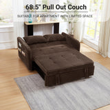 N NOORDENIYA 55.5" Corduroy Convertible Sofa Bed, Pull Out Sleeper Sofa Bed, Loveseat Couch with USB Charging Ports, 3 in 1 Convertible Sleeper Sofa Bed for Living Room, Apartment, Bedroom, RV, Brown N NOORDENIYA