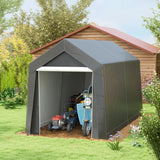 Outsunny 7' x 12' Garden Storage Tent, Heavy Duty Outdoor Shed, Waterproof Portable Shed Storage Shelter with Ventilation Window and Large Door for Bike, Motorcycle, Garden Tools, Gray Outsunny