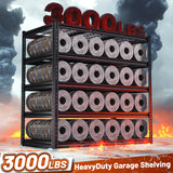 REIBII 48" W Garage Shelving 3000LBS Heavy Duty Storage Shelves, 5 Tier Adjustable Metal Shelves for Storage Rack Industrial Utility Shelf, Garage Storage Shelving Unit, 48" W x 24" D x 72" H REIBII