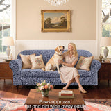 SUBRTEX 2 Piece Couch Covers, Jacquard Damask 3 Seater Sofa Cover with Seat Cushion, Stretch Sofa Slipcovers Non Slip Furniture Protector for Dogs Pets (Large, Grey) SUBRTEX