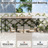 12' x 20' Gazebo for Patio, Large Wall Mounted Gazebos Pergola with Metal Frame, Hard Top Lean to Pergola, Outdoor Patio Lean to Metal Awnings Gazebos for Deck, Porch, Backyard Reljofum