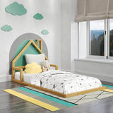 P'Kolino Casita House Twin Floor Bed - Montessori Inspired - Solid FSC Certified Solid Wood Floor Bed - Natural Wood P'Kolino