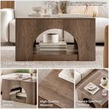 LIKEMET Large Coffee Table, 35.5-Inch LED Center Table with Storage, Square Low Table for Living Meeting Room, Easy Assembly LIKEMET