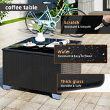 8-Piece Outdoor Patio Sectional Sofa Set with Fire Pit Table – PE Wicker Rattan Modular Conversation Furniture, Cushions & Clips Included – Patio Couch for Porch, Backyard, Poolside, Garden ELEGIBLISS