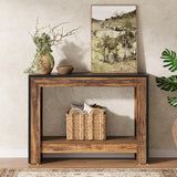Tribesigns 41.3" Farmhouse Console Table, Behind Couch Sofa Table with Open Storage Shelves for Living Room, Hallway, Foyer, Easy Assembly, Black + Brown Tribesigns