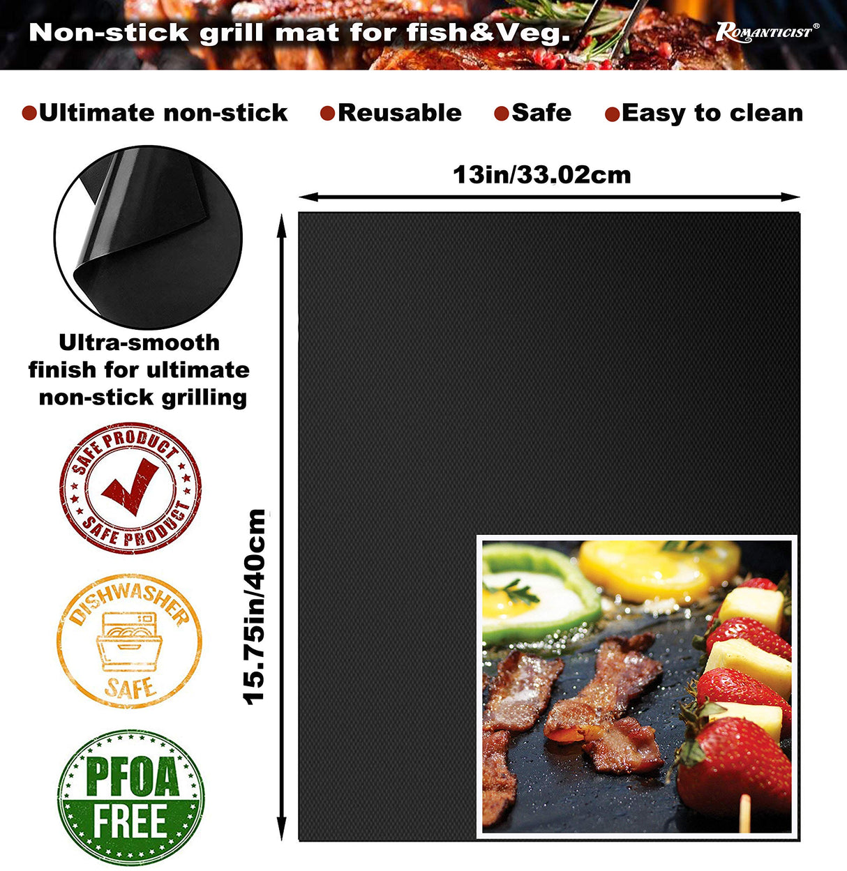 ROMANTICIST 28pc BBQ Accessories Set with Thermometer - The Very Best Grill Gift on Birthday Wedding - Heavy Duty Stainless Steel Grill Set in Case for Outdoor Cooking Camping Grilling Smoking ROMANTICIST