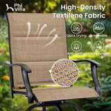 PHI VILLA 7 Piece Patio Bar Dining Set, Bar Height Outdoor Table and Chairs with 6 Swivel Bar Stools (Padded Textilene) & Large Rectangle Metal Table for Deck, Garden and Yard PHI VILLA