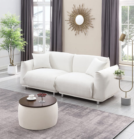 25'' Round Ottoman with Storage, Modern Velvet Circle Ottoman with Wooden Lid, Living Room Couch Side Table for Low Tea, Square Foot Stool Included (Beige) Tassullo