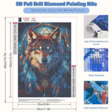 CEOVR Wolf Diamond Painting Kits for Adults, Dream Catcher Diamond Art Dots 5D Full Drill DIY Gem Art for Beginner, Adult Crafts Kits Arts and Crafts, Wall Decor for Home Office 12x16in CEOVR