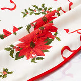 Violet Linen Decorative Christmas Poinsettias and Bows Design Tablecloths - 60" Round Violet Linen