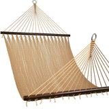 Lazy Daze Hammocks 10.5 FT Double 2 Person Caribbean Rope Hammock, Hand Woven Polyester Hammock with Spreader Bars, for Outside Outdoor Backyard Patio Poolside,450 LBS Capacity, Tan Lazy Daze Hammocks