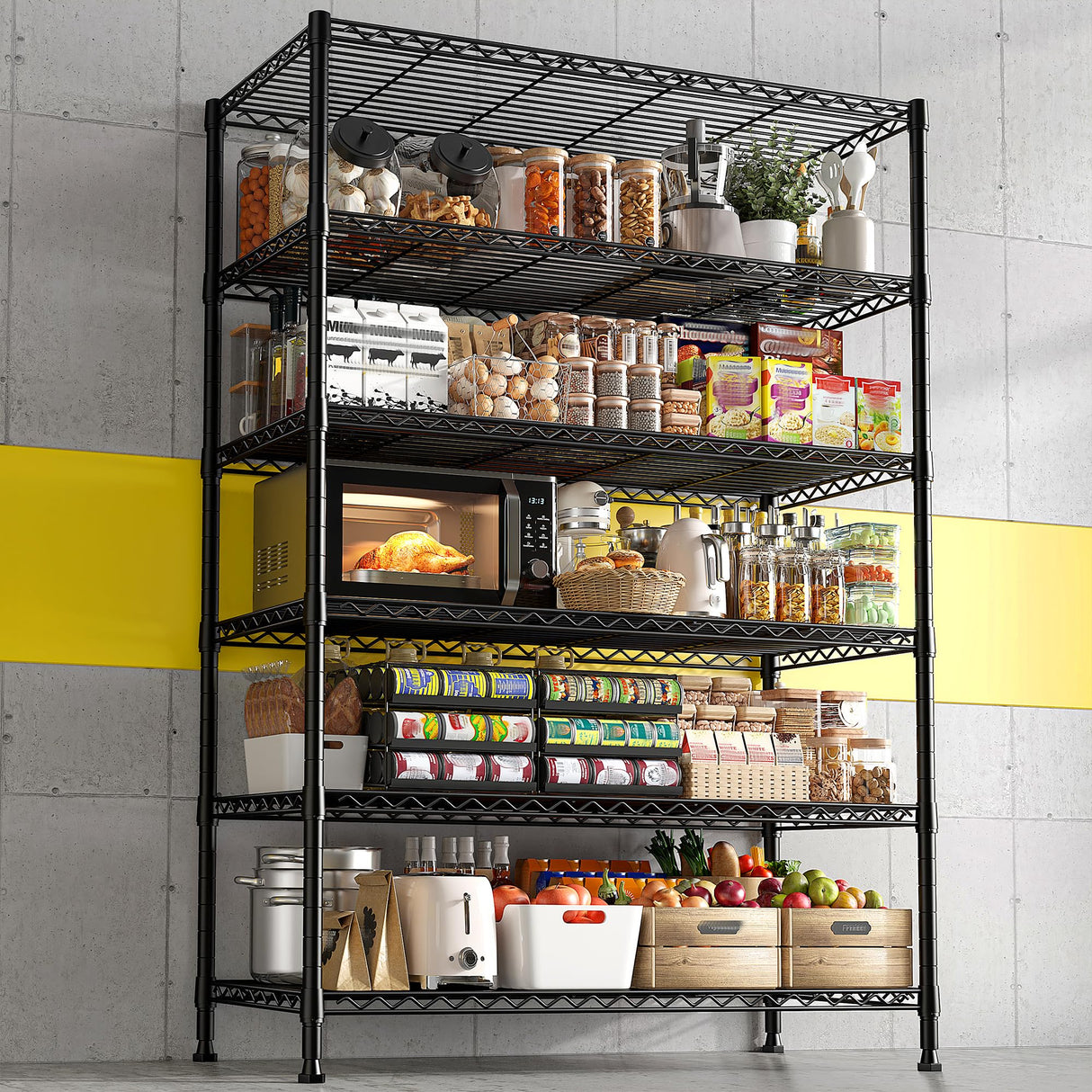 REIBII 75''H Storage Shelves Metal Shelving Unit, 6 Tier Wire Shelving for Pantry Shelves Adjustable 1200LBS Garage Shelving Heavy Duty Storage Rack for Kitchen Garage, 35.4''W*75''H*15.7" D REIBII