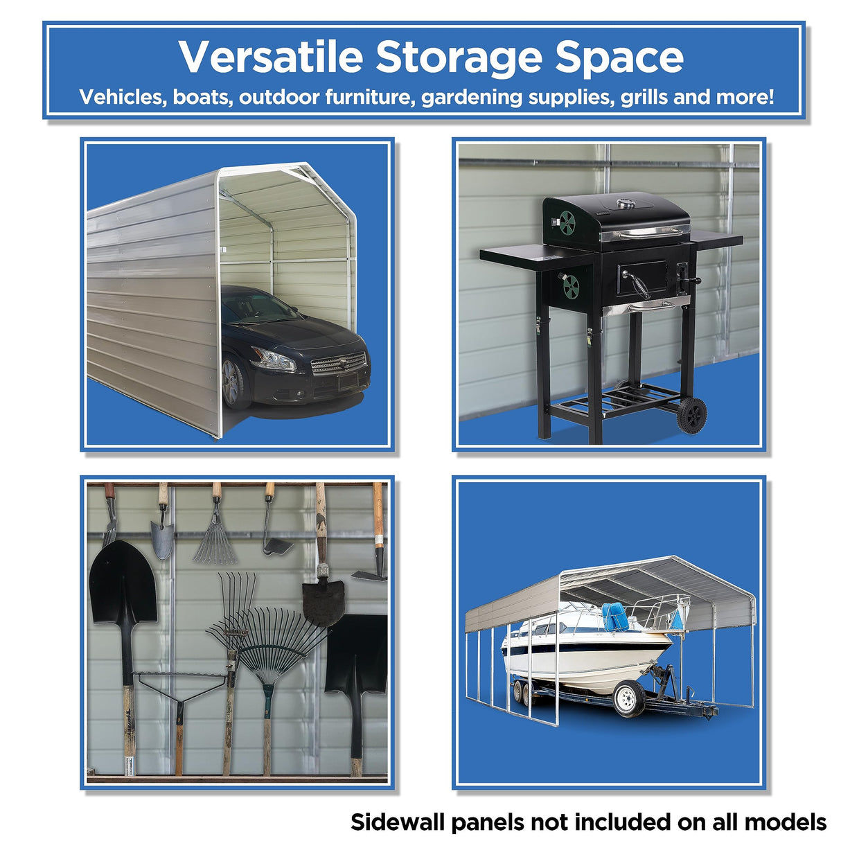 ALEKO Metal Carport | Steel Frame and Roof |12W x 30L x 10H ft. | Heavy-Duty Garage Shelter | All Weather Multi-use Storage Shed | Gray ALEKO