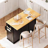 Rolling Kitchen Island with Trash Can Storage, Kitchen Island Cart with Drop Leaf Countertop, 47.2” Kitchen Island on Wheels, Island Table with Drawer & Shelf for Kitchen, Fits 10-Gallon Bins spanspace