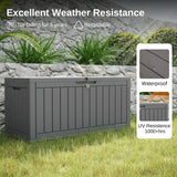 EAST OAK Outdoor Storage Box, 90 Gallon Deck Box, Waterproof Resin Storage Bin for Patio Cushions, Gardening Tools, Outdoor Toys, Lockable, UV Resistant, Grey EAST OAK