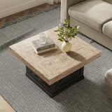 Lareth Coffee Table 31.5 in Rustic Center Table with X Design Wooden Pedestal for Living Room, Dark Oak Square Home Office Sofa Side Table for Small Space, Easy Assembly, Space-Saving Lareth