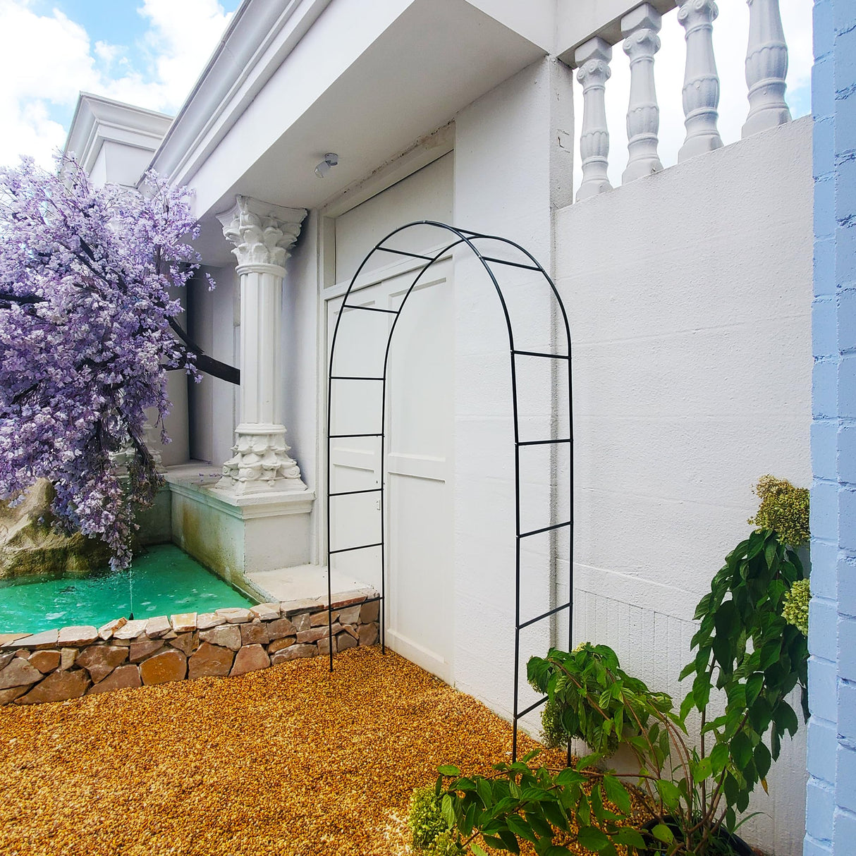 SCENDOR Iron Pergola Arbor Practical, 7.9 Feet High x 4.6 Feet Wide, Assemble Easily for Various Climbing Plant Wedding Garden Arch Bridal Party Decoration Wide Arbor SCENDOR