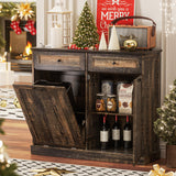 Spurgehom 13 Gallons Tilt Out Trash Cabinet Kitchen Waste Bins, Tilt Out Laundry Hamper Hidden Trash Cabinet Pet Proof Trash Can for Kitchen, Rustic Black Spurgehom