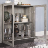 BELLEZE Sideboard Buffet Cabinet, Modern Wood Glass-Buffet-Sideboard with Storage, Console Table for Kitchen, Dining Room, Living Room, Hallway, or Entrance - Brixston (Grey) BELLEZE