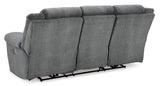 Signature Design by Ashley Tip-Off Modern Wall Hugger Power Reclining Sofa with Adjustable Headrest and USB Ports, Gray Signature Design by Ashley