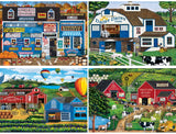 MasterPieces 2000 Piece Jigsaw Puzzle for Adults, Family, Or Youth - Fun Folk Art Am Poulin 4-Pack - 14"x19" Masterpieces