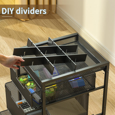 Rolling Utility Cart with 4 Drawers, Craft Organizer and Storage Carts with DIY Divider, Lockable Wheels Storage Organizer for Art Supplies, Store for Brushes & Paints & Artifacts & Small Parts Hayexiha