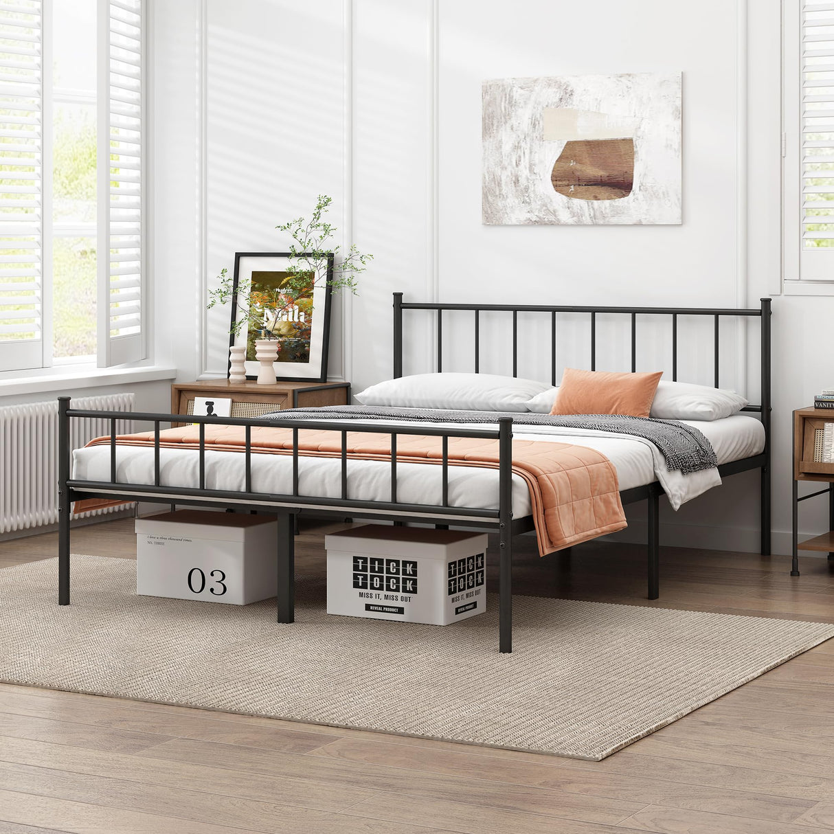DIIYIV King Bed Frame-Classic Metal Platform Bed Frame,Mattress Foundation with Steel Slat Support,Under Foundation Storage,No Box Spring Needed, Easy Assembly, King Size DIIYIV