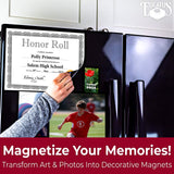 Magnetize Memories with 8x10 in Adhesive Photo Magnets 10 pack. Peel and Stick Magnetizers Turn School Crafts, Family Pictures or Kids Art Into Durable, Flexible Gifts. Custom Sheets for Fridge or Car EUCATUS BEST PRODUCTS & GIFTS