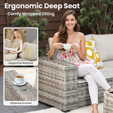 ovios 15 Pieces Patio Furniture Set, Outdoor Wicker Sectional Sofa with Swivel Chairs Coffee Table, Modern Modular Deep Seat Rattan Couch Conversation Sets, Beige ovios