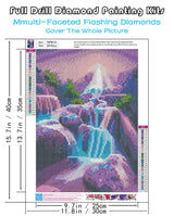 KINPLUB 5D Diamond Painting Kits for Adults, Moonlight Waterfall Diamond Art Kits, DIY Full Drill Night Moon Landscape Paint with Round Diamond Dots, Fantasy Home Wall Decor 12 x 16 Inch KINPLUB