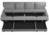 HONBAY Convertible Sectional Sofa Set with Storage Seat U Shaped Sectional Couch with Reversible Chaise Sleeper Sectional Couch Bed for Living Room, Light Grey HONBAY
