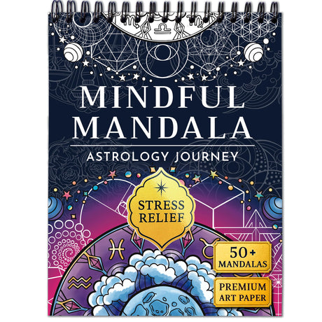 RYVE Mandala Coloring Book for Adults – 50 Unique Designs, Spiral Bound, Stress Relief & Relaxation Mindfulness Art Therapy | No-Bleed Paper | Easy-to-Tear Pages for Framing RYVE