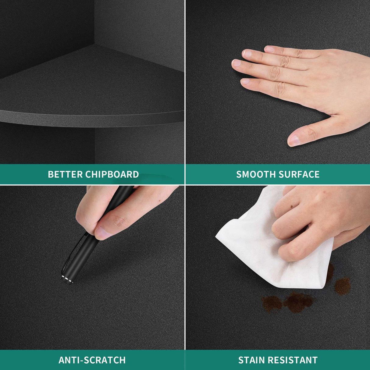 YITAHOME 5-Tier Black Corner Bookshelf - Modern Free Standing Display Bookcase YITAHOME